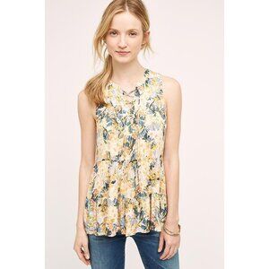 Anthropologie Floreat Lace-up Anafa Tiered Tank Top